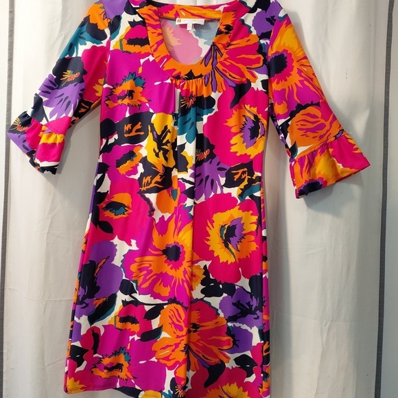 Jude Connally Dresses & Skirts - Jude Connally Bright Fun Floral Dress Sz S Boho Cottagecore Spring & Summer